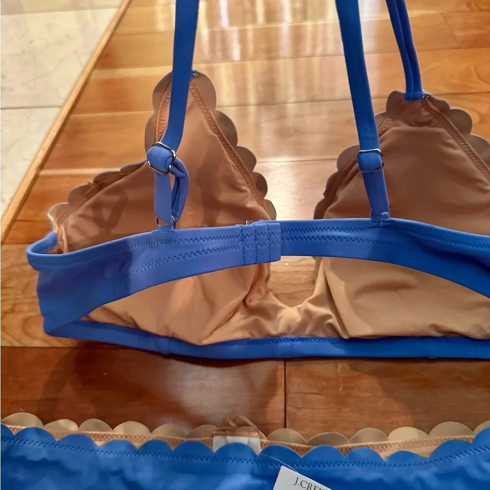 NWT J. Crew Blue Scalloped High Rise Swim